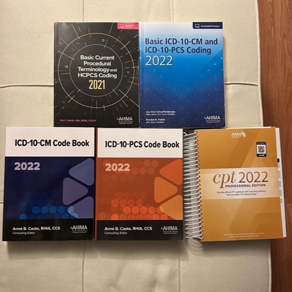 2022 ICD-10-CM and ICD-10-PCS, Basic CPT & HCPCS textbooks & Code books